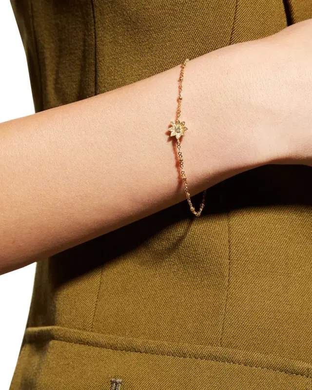 18k Gold Diamond Flora GG Bracelet