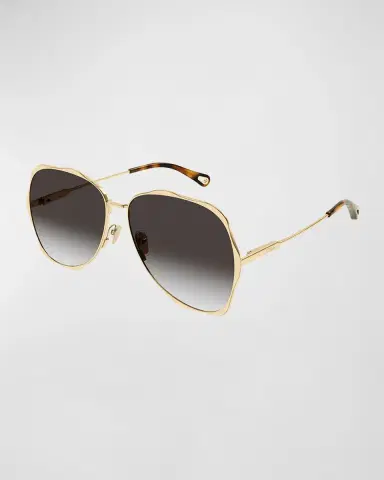 Chloé Golden Tortoiseshell Metal Aviator Sunglasses | Thumbnail 2 Chloé Golden Tortoiseshell Metal Aviator Sunglasses | Thumbnail 2