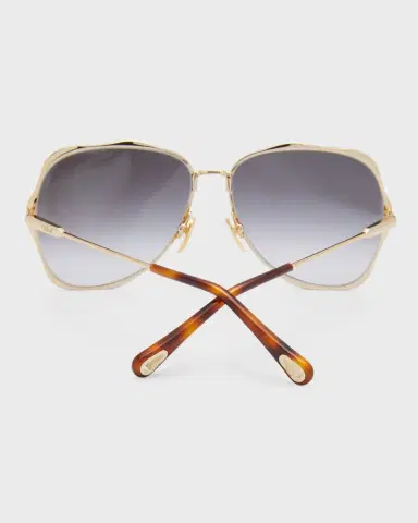 Chloé Golden Tortoiseshell Metal Aviator Sunglasses | Thumbnail 3 Chloé Golden Tortoiseshell Metal Aviator Sunglasses | Thumbnail 3