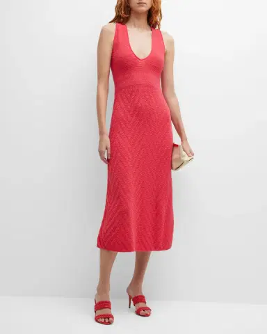 Emporio Armani Scoop-Neck Chevron Crochet Midi Dress | Thumbnail 2 Emporio Armani Scoop-Neck Chevron Crochet Midi Dress | Thumbnail 2