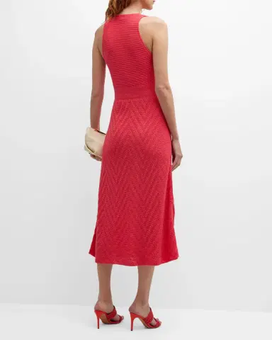 Emporio Armani Scoop-Neck Chevron Crochet Midi Dress | Thumbnail 6 Emporio Armani Scoop-Neck Chevron Crochet Midi Dress | Thumbnail 6
