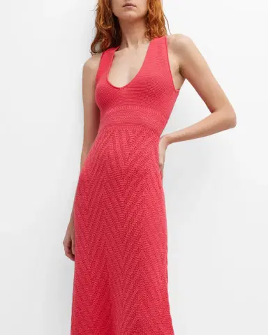 Emporio Armani Scoop-Neck Chevron Crochet Midi Dress | Thumbnail 7 Emporio Armani Scoop-Neck Chevron Crochet Midi Dress | Thumbnail 7