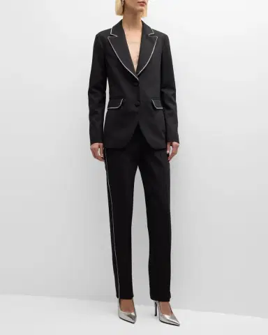 Emporio Armani Single-Breasted Embellished Cady Blazer | Thumbnail 2 Emporio Armani Single-Breasted Embellished Cady Blazer | Thumbnail 2