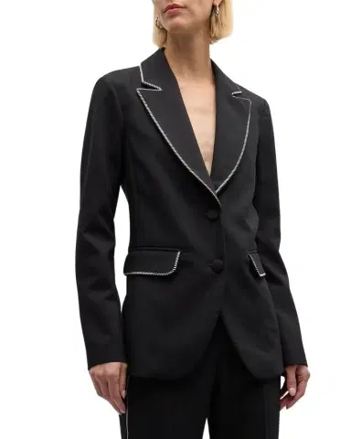 Emporio Armani Single-Breasted Embellished Cady Blazer | Thumbnail 1 Emporio Armani Single-Breasted Embellished Cady Blazer | Thumbnail 1