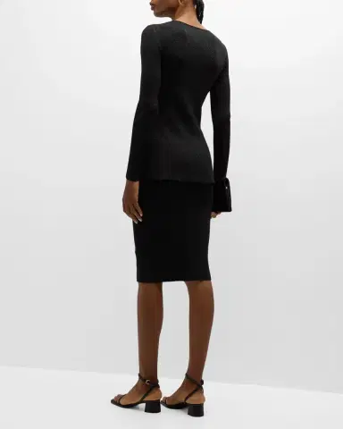 Emporio Armani Side-Slit Scoop-Neck Shimmer Knit Blouse | Thumbnail 3 Emporio Armani Side-Slit Scoop-Neck Shimmer Knit Blouse | Thumbnail 3