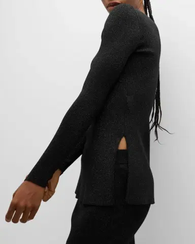 Emporio Armani Side-Slit Scoop-Neck Shimmer Knit Blouse | Thumbnail 6 Emporio Armani Side-Slit Scoop-Neck Shimmer Knit Blouse | Thumbnail 6