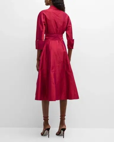 Rickie Freeman for Teri Jon 3/4-Sleeve Belted Midi Shirtdress | Thumbnail 3
