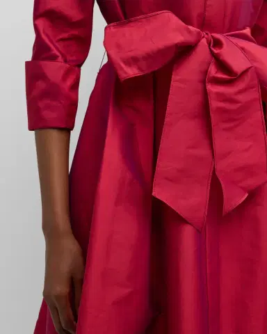 Rickie Freeman for Teri Jon 3/4-Sleeve Belted Midi Shirtdress | Thumbnail 5