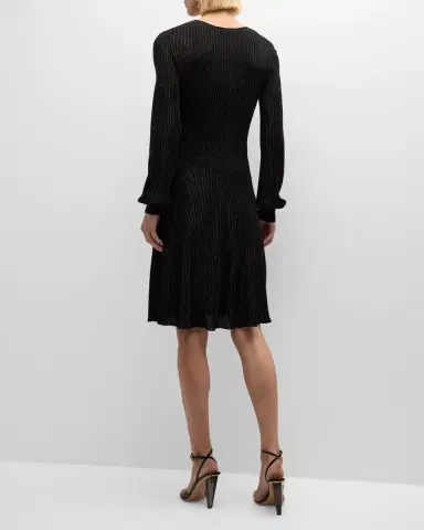 Emporio Armani Metallic Ribbed A-Line Midi Dress | Thumbnail 3