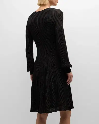 Emporio Armani Metallic Ribbed A-Line Midi Dress | Thumbnail 5