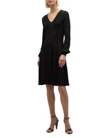 Emporio Armani Metallic Ribbed A-Line Midi Dress | Thumbnail 1