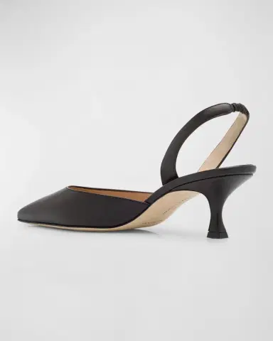 Manolo Blahnik Carolyne Leather Low-Heel Slingback Pump | Thumbnail 3