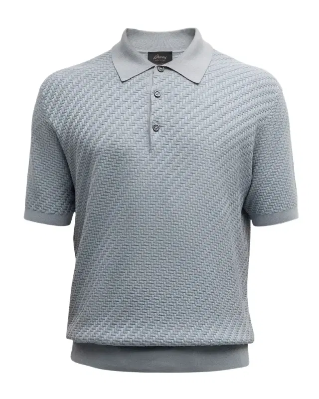 Men 's Basketweave Stitch Polo Sweater