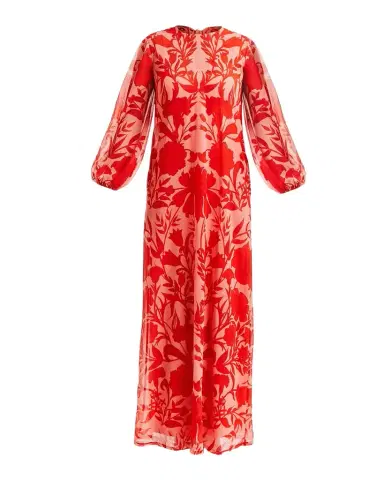 Mestiza New York Luzon Blouson-Sleeve Floral-Print Chiffon Gown | Thumbnail 1