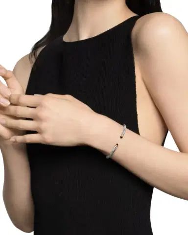 David Yurman Cable Flex Bracelet with Gemstone in Silver and 14K Gold, 4mm | Thumbnail 1 David Yurman Cable Flex Bracelet with Gemstone in Silver and 14K Gold, 4mm | Thumbnail 1