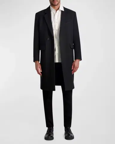 Karl Lagerfeld Paris White Label Men's One-Button Top Coat | Thumbnail 3