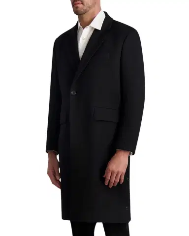 Karl Lagerfeld Paris White Label Men's One-Button Top Coat | Thumbnail 1