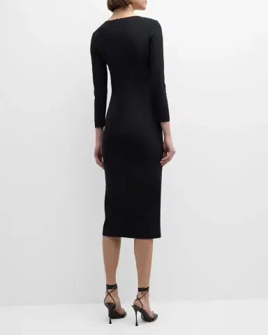 Emporio Armani Pleated Jersey Midi Sheath Dress | Thumbnail 3