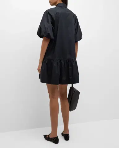 SIMKHAI Chrissy Puff-Sleeve Cotton Poplin Mini Shirtdress | Thumbnail 3 SIMKHAI Chrissy Puff-Sleeve Cotton Poplin Mini Shirtdress | Thumbnail 3
