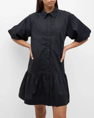 SIMKHAI Chrissy Puff-Sleeve Cotton Poplin Mini Shirtdress | Thumbnail 6 SIMKHAI Chrissy Puff-Sleeve Cotton Poplin Mini Shirtdress | Thumbnail 6