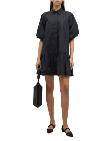 SIMKHAI Chrissy Puff-Sleeve Cotton Poplin Mini Shirtdress | Thumbnail 1 SIMKHAI Chrissy Puff-Sleeve Cotton Poplin Mini Shirtdress | Thumbnail 1