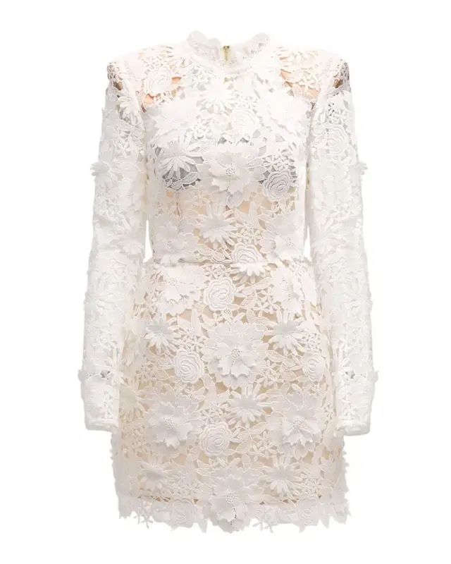 Maia Floral-Lace A-Line Mini Dress Maia Floral-Lace A-Line Mini Dress