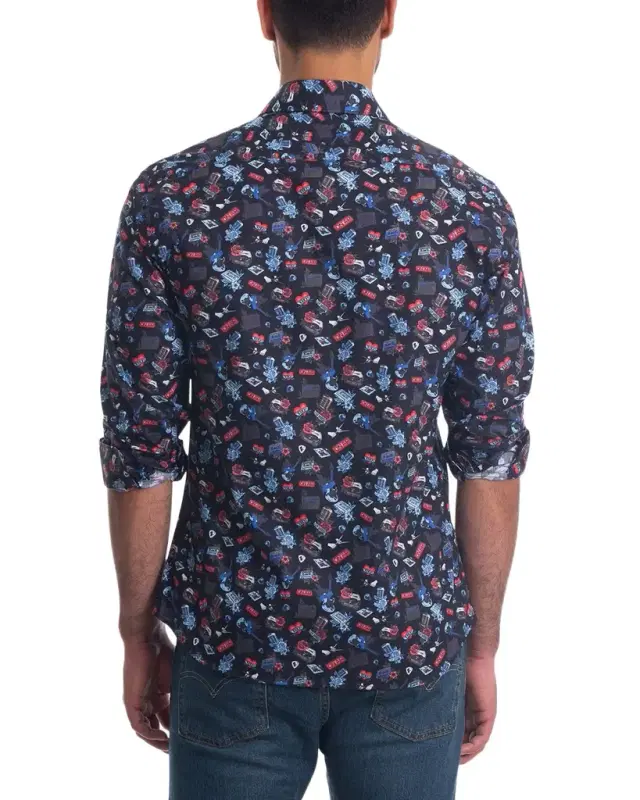 Men 's Printed Button-Down Shirt