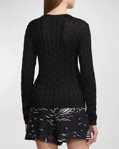 Ralph Lauren Collection Cable-Knit Silk Crewneck Sweater | Thumbnail 5