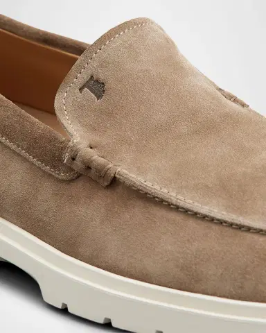 Tod's Men's Suede Moccasin Slipper Loafers | Thumbnail 4 Tod's Men's Suede Moccasin Slipper Loafers | Thumbnail 4