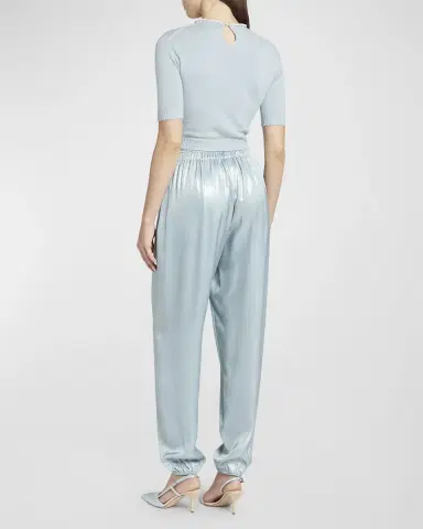 Giorgio Armani Laminated Viscose Satin Jogger Pants | Thumbnail 3