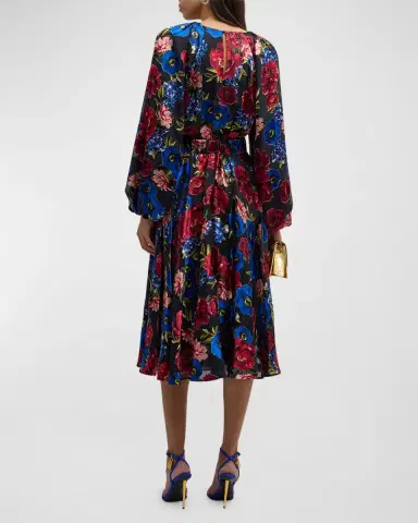Elie Tahari The Audrey Floral-Print A-Line Midi Dress | Thumbnail 3