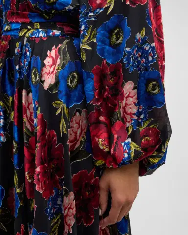 Elie Tahari The Audrey Floral-Print A-Line Midi Dress | Thumbnail 4