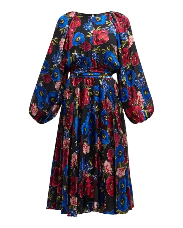 The Audrey Floral-Print A-Line Midi Dress