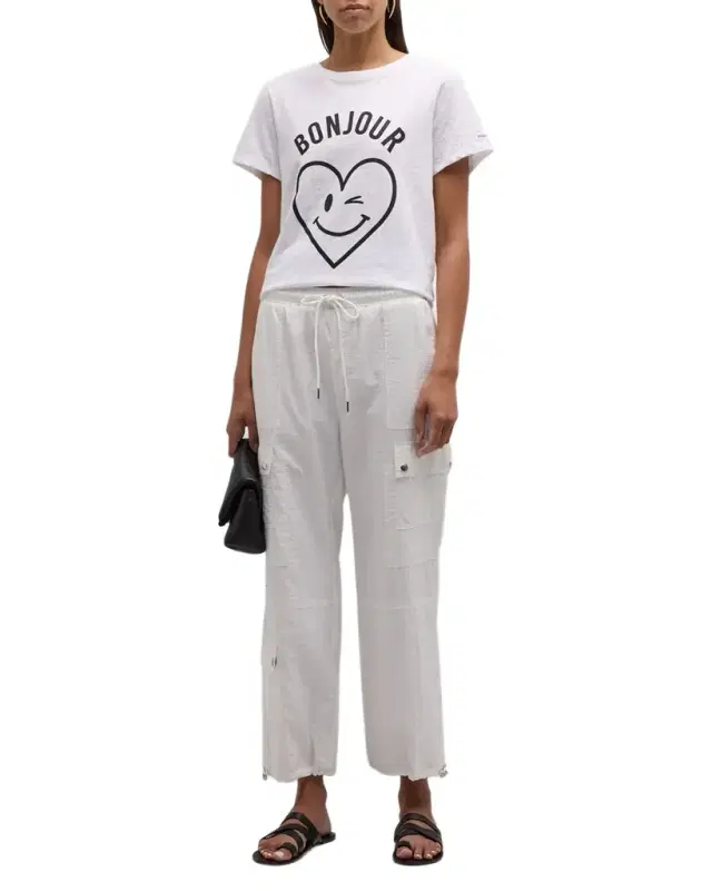 Cinq a Sept Bonjour Smiling Heart Short-Sleeve Cotton T-Shirt