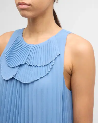 Emporio Armani Sleeveless Pleated Mini Shift Dress | Thumbnail 4 Emporio Armani Sleeveless Pleated Mini Shift Dress | Thumbnail 4