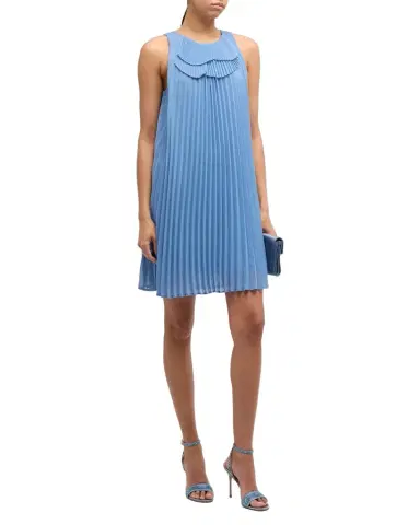 Emporio Armani Sleeveless Pleated Mini Shift Dress | Thumbnail 1 Emporio Armani Sleeveless Pleated Mini Shift Dress | Thumbnail 1