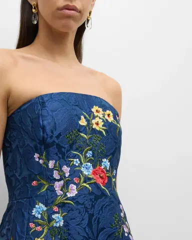 SACHIN & BABI Belle Strapless Floral-Embroidered A-Line Gown | Thumbnail 3