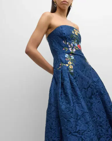 SACHIN & BABI Belle Strapless Floral-Embroidered A-Line Gown | Thumbnail 4