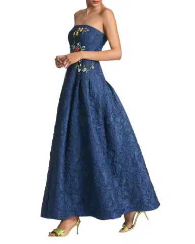 SACHIN & BABI Belle Strapless Floral-Embroidered A-Line Gown | Thumbnail 1