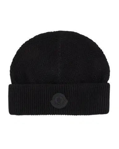 Moncler Men's Tonal Wool Logo Beanie | Thumbnail 1