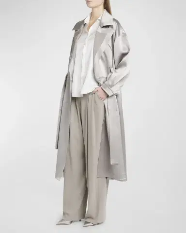 Giorgio Armani Shiny Belted Trench Coat | Thumbnail 2 Giorgio Armani Shiny Belted Trench Coat | Thumbnail 2