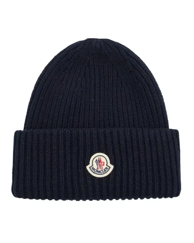Moncler Men 's Ribbed Logo Beanie