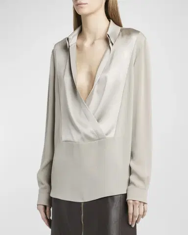 Giorgio Armani Silk Georgette Wrap Blouse | Thumbnail 3 Giorgio Armani Silk Georgette Wrap Blouse | Thumbnail 3