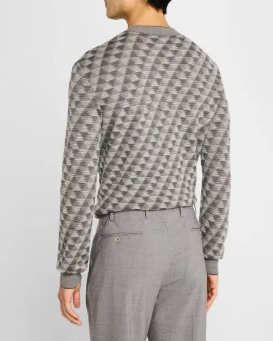 Giorgio Armani Men's Tricolor Triangle Wool Sweater | Thumbnail 2