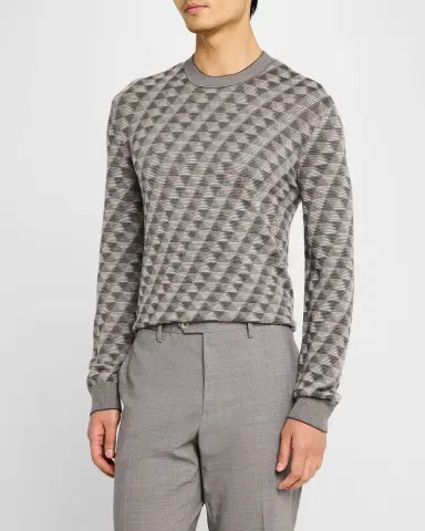 Giorgio Armani Men's Tricolor Triangle Wool Sweater | Thumbnail 3