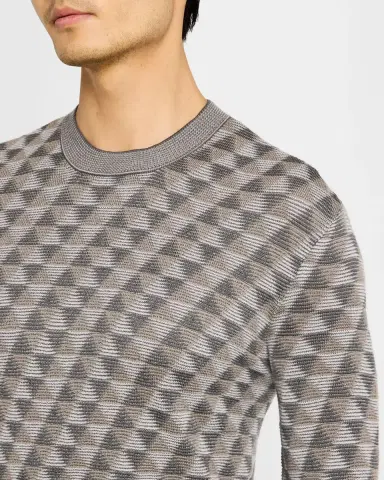 Giorgio Armani Men's Tricolor Triangle Wool Sweater | Thumbnail 5