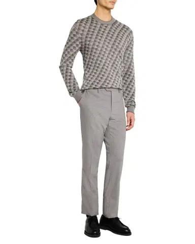 Giorgio Armani Men's Tricolor Triangle Wool Sweater | Thumbnail 1