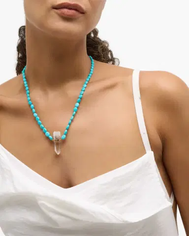 JIA JIA Turquoise Nugget and Crystal Quartz Charm Necklace | Thumbnail 4 JIA JIA Turquoise Nugget and Crystal Quartz Charm Necklace | Thumbnail 4