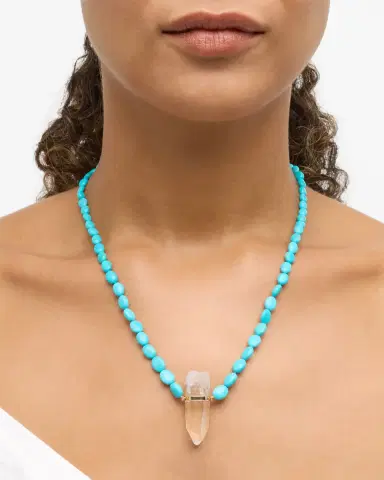 JIA JIA Turquoise Nugget and Crystal Quartz Charm Necklace | Thumbnail 1 JIA JIA Turquoise Nugget and Crystal Quartz Charm Necklace | Thumbnail 1