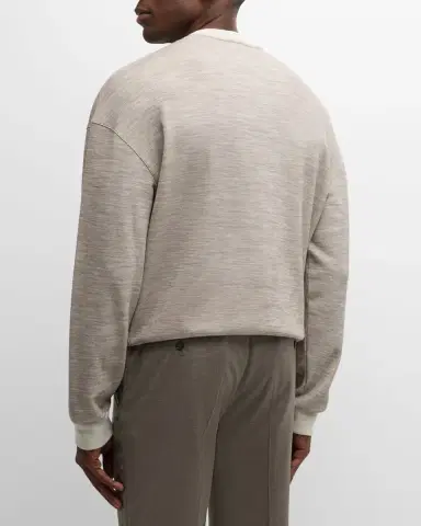 Giorgio Armani Men's Pique Wool-Blend Sweater | Thumbnail 2 Giorgio Armani Men's Pique Wool-Blend Sweater | Thumbnail 2